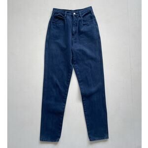 Vtg 80s 90s RIO Dark Navy High Rise Denim Jeans / Sz 9L / Slim Tapered Minimal